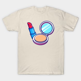 Floating Face Powder And Lipstick Cartoon T-Shirt